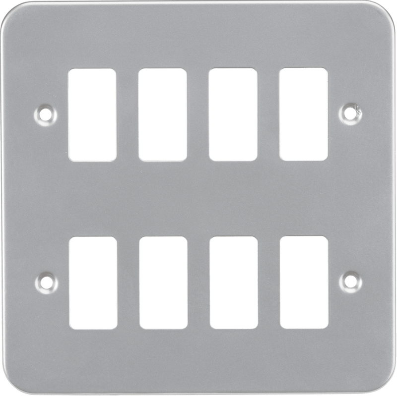 Knightsbridge MLA GDFP008M Metalclad 8G grid faceplate - Knightsbridge MLA - Falcon Electrical UK