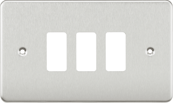 Knightsbridge MLA GDFP003BC Flat plate 3G grid faceplate - brushed chrome - Knightsbridge MLA - Falcon Electrical UK