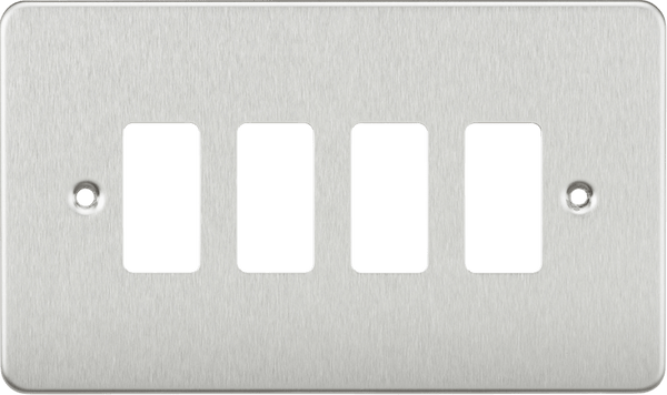 Knightsbridge MLA GDFP004BC Flat plate 4G grid faceplate - brushed chrome - Knightsbridge MLA - Falcon Electrical UK