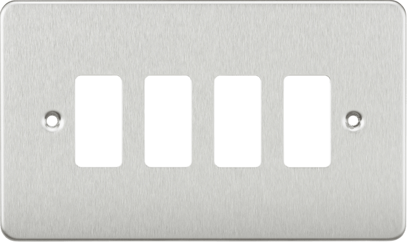 Knightsbridge MLA GDFP004BC Flat plate 4G grid faceplate - brushed chrome - Knightsbridge MLA - Falcon Electrical UK