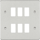Knightsbridge MLA GDFP006BC Flat plate 6G grid faceplate - brushed chrome - Knightsbridge MLA - Falcon Electrical UK