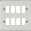 Knightsbridge MLA GDFP008BC Flat plate 8G grid faceplate - brushed chrome - Knightsbridge MLA - Falcon Electrical UK