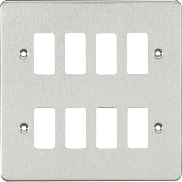 Knightsbridge MLA GDFP008BC Flat plate 8G grid faceplate - brushed chrome - Knightsbridge MLA - Falcon Electrical UK
