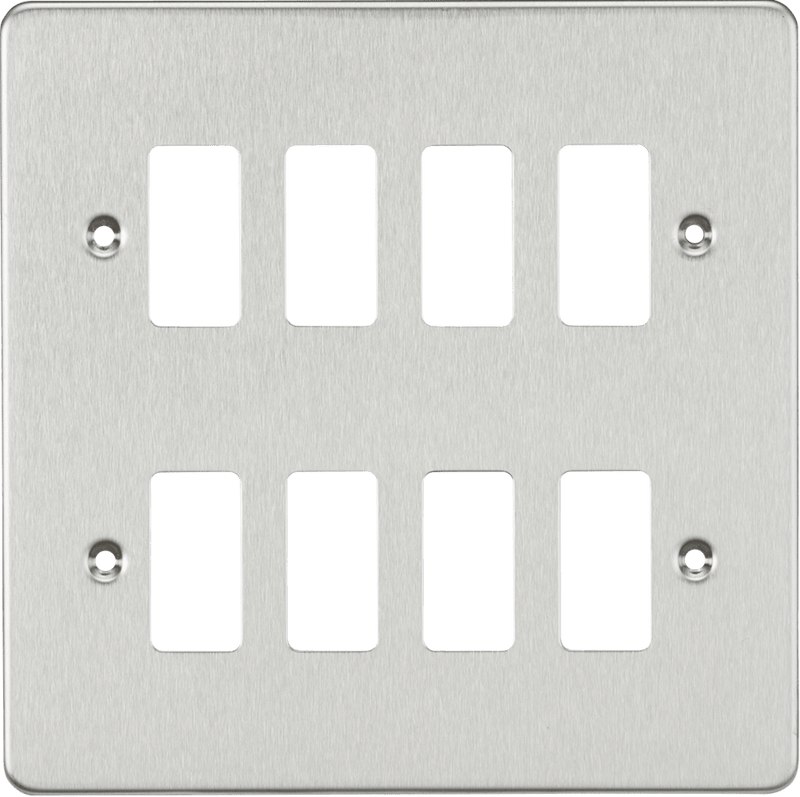 Knightsbridge MLA GDFP008BC Flat plate 8G grid faceplate - brushed chrome - Knightsbridge MLA - Falcon Electrical UK