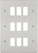 Knightsbridge MLA GDFP009BC Flat plate 9G grid faceplate - brushed chrome - Knightsbridge MLA - Falcon Electrical UK