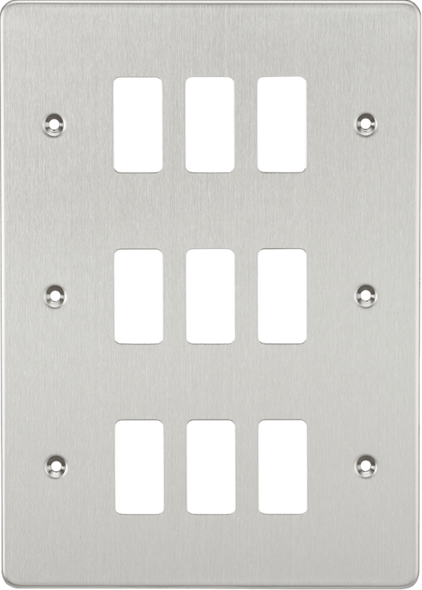 Knightsbridge MLA GDFP009BC Flat plate 9G grid faceplate - brushed chrome - Knightsbridge MLA - Falcon Electrical UK