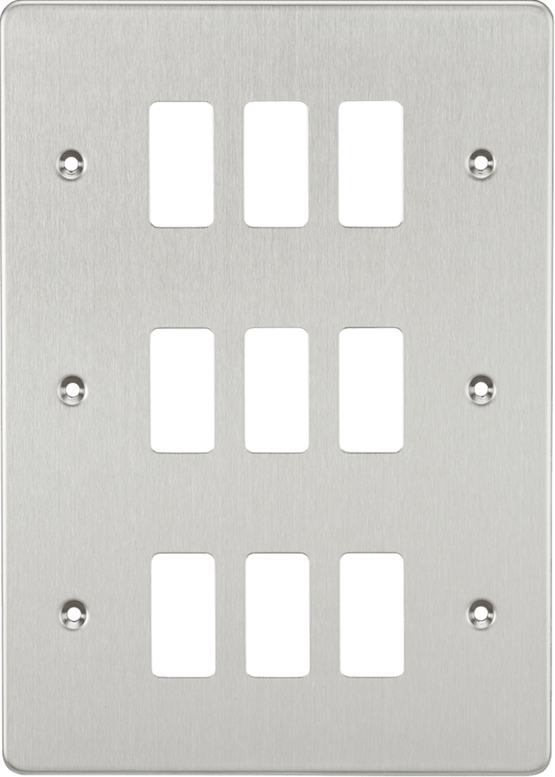 Knightsbridge MLA GDFP009BC Flat plate 9G grid faceplate - brushed chrome - Knightsbridge MLA - Falcon Electrical UK
