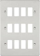 Knightsbridge MLA GDFP012BC Flat plate 12G grid faceplate - brushed chrome - Knightsbridge MLA - Falcon Electrical UK