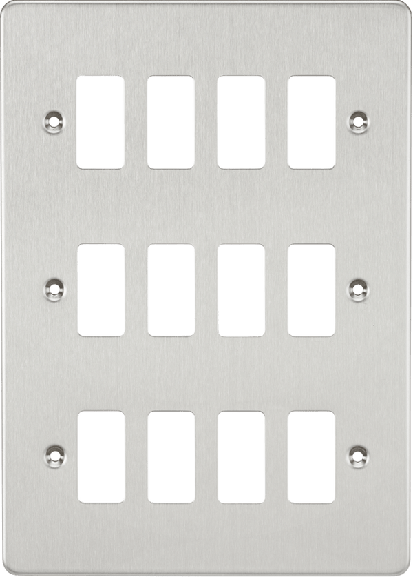 Knightsbridge MLA GDFP012BC Flat plate 12G grid faceplate - brushed chrome - Knightsbridge MLA - Falcon Electrical UK