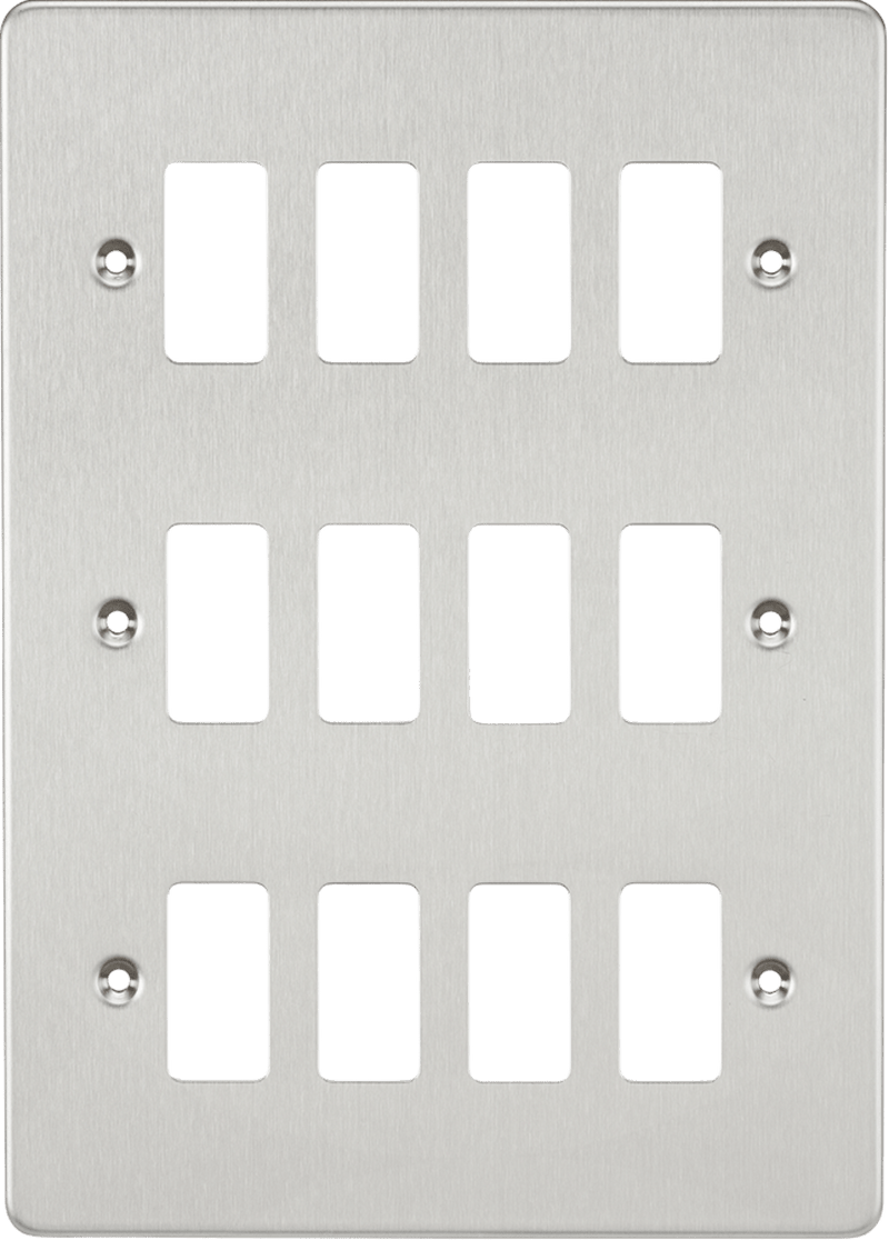 Knightsbridge MLA GDFP012BC Flat plate 12G grid faceplate - brushed chrome - Knightsbridge MLA - Falcon Electrical UK