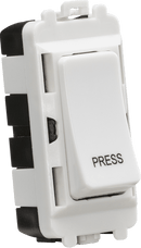 Knightsbridge MLA GDM006U 20AX 2 way retractive SP module (marked PRESS) - white - Knightsbridge MLA - Falcon Electrical UK
