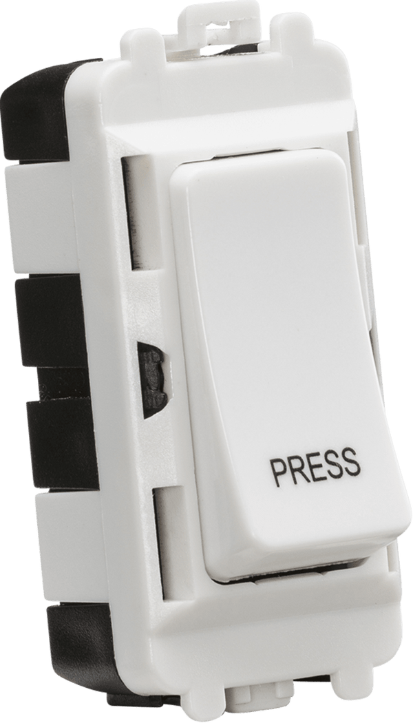 Knightsbridge MLA GDM006U 20AX 2 way retractive SP module (marked PRESS) - white - Knightsbridge MLA - Falcon Electrical UK