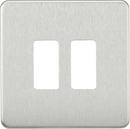 Knightsbridge MLA GDSF002BC Screwless 2G grid faceplate - brushed chrome - Knightsbridge MLA - Falcon Electrical UK