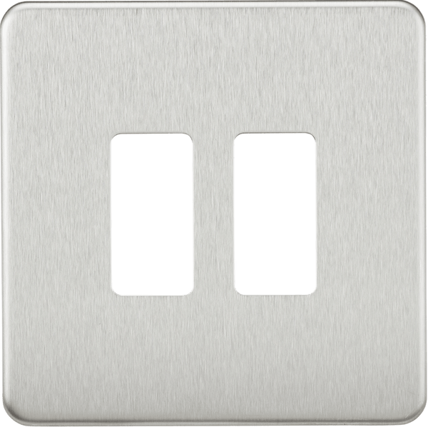 Knightsbridge MLA GDSF002BC Screwless 2G grid faceplate - brushed chrome - Knightsbridge MLA - Falcon Electrical UK