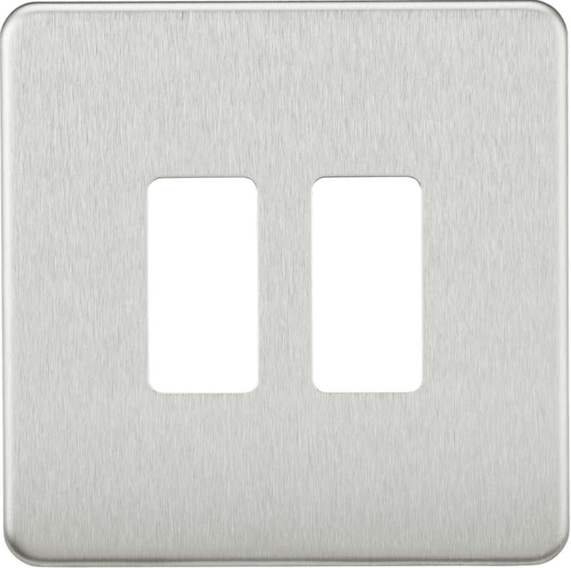 Knightsbridge MLA GDSF002BC Screwless 2G grid faceplate - brushed chrome - Knightsbridge MLA - Falcon Electrical UK