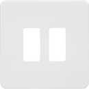 Knightsbridge MLA GDSF002MW Screwless 2G grid faceplate - matt white - Knightsbridge MLA - Falcon Electrical UK
