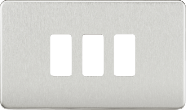 Knightsbridge MLA GDSF003BC Screwless 3G grid faceplate - brushed chrome - Knightsbridge MLA - Falcon Electrical UK