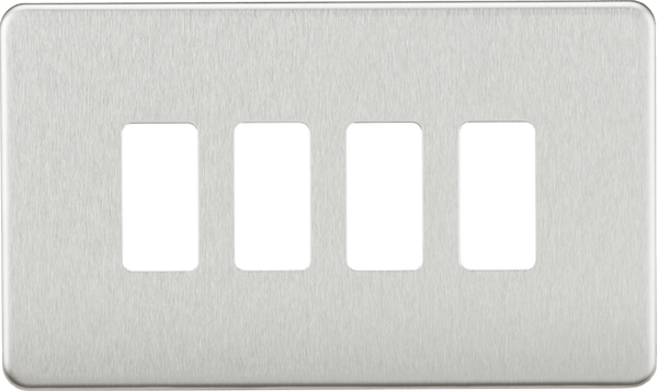 Knightsbridge MLA GDSF004BC Screwless 4G grid faceplate - brushed chrome - Knightsbridge MLA - Falcon Electrical UK