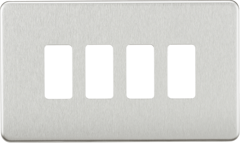 Knightsbridge MLA GDSF004BC Screwless 4G grid faceplate - brushed chrome - Knightsbridge MLA - Falcon Electrical UK