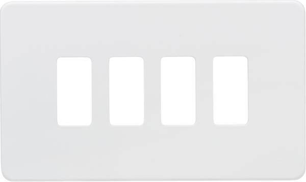 Knightsbridge MLA GDSF004MW Screwless 4G grid faceplate - matt white - Knightsbridge MLA - Falcon Electrical UK