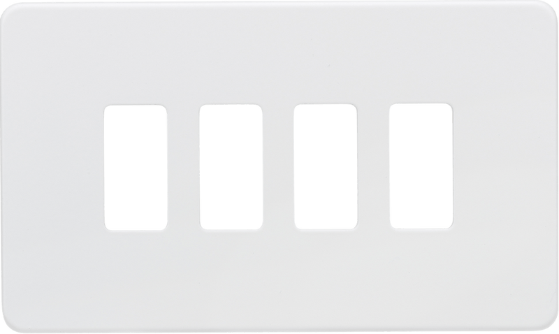 Knightsbridge MLA GDSF004MW Screwless 4G grid faceplate - matt white - Knightsbridge MLA - Falcon Electrical UK