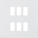 Knightsbridge MLA GDSF006MW Screwless 6G grid faceplate - matt white - Knightsbridge MLA - Falcon Electrical UK