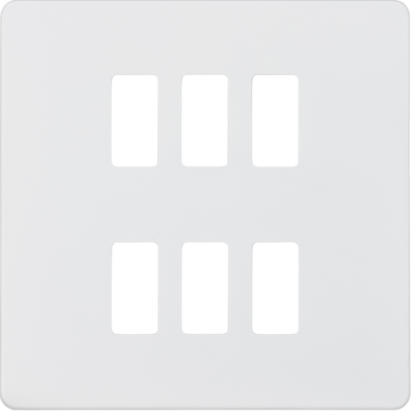 Knightsbridge MLA GDSF006MW Screwless 6G grid faceplate - matt white - Knightsbridge MLA - Falcon Electrical UK