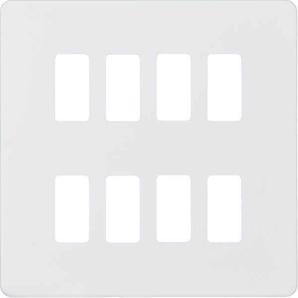 Knightsbridge MLA GDSF008MW Screwless 8G grid faceplate - matt white - Knightsbridge MLA - Falcon Electrical UK