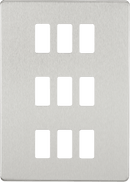 Knightsbridge MLA GDSF009BC Screwless 9G grid faceplate - brushed chrome - Knightsbridge MLA - Falcon Electrical UK