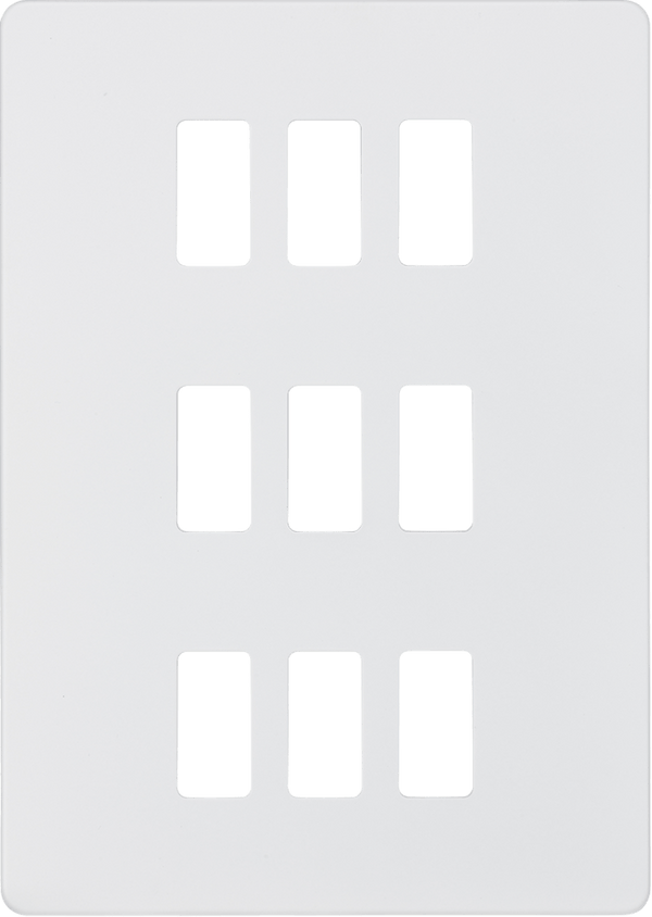 Knightsbridge MLA GDSF009MW Screwless 9G grid faceplate - matt white - Knightsbridge MLA - Falcon Electrical UK