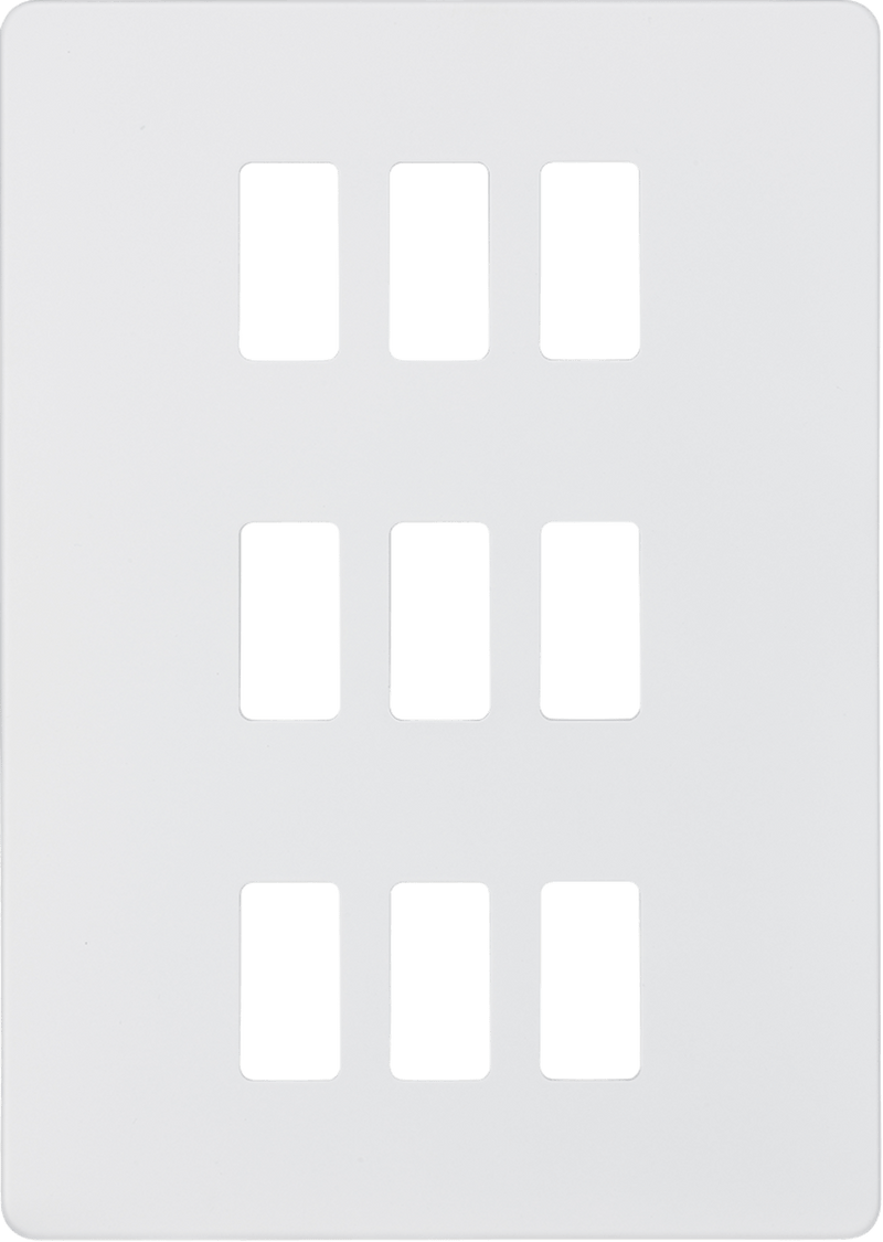 Knightsbridge MLA GDSF009MW Screwless 9G grid faceplate - matt white - Knightsbridge MLA - Falcon Electrical UK