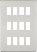 Knightsbridge MLA GDSF012BC Screwless 12G grid faceplate - brushed chrome - Knightsbridge MLA - Falcon Electrical UK