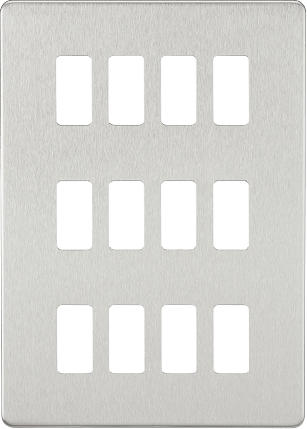 Knightsbridge MLA GDSF012BC Screwless 12G grid faceplate - brushed chrome - Knightsbridge MLA - Falcon Electrical UK