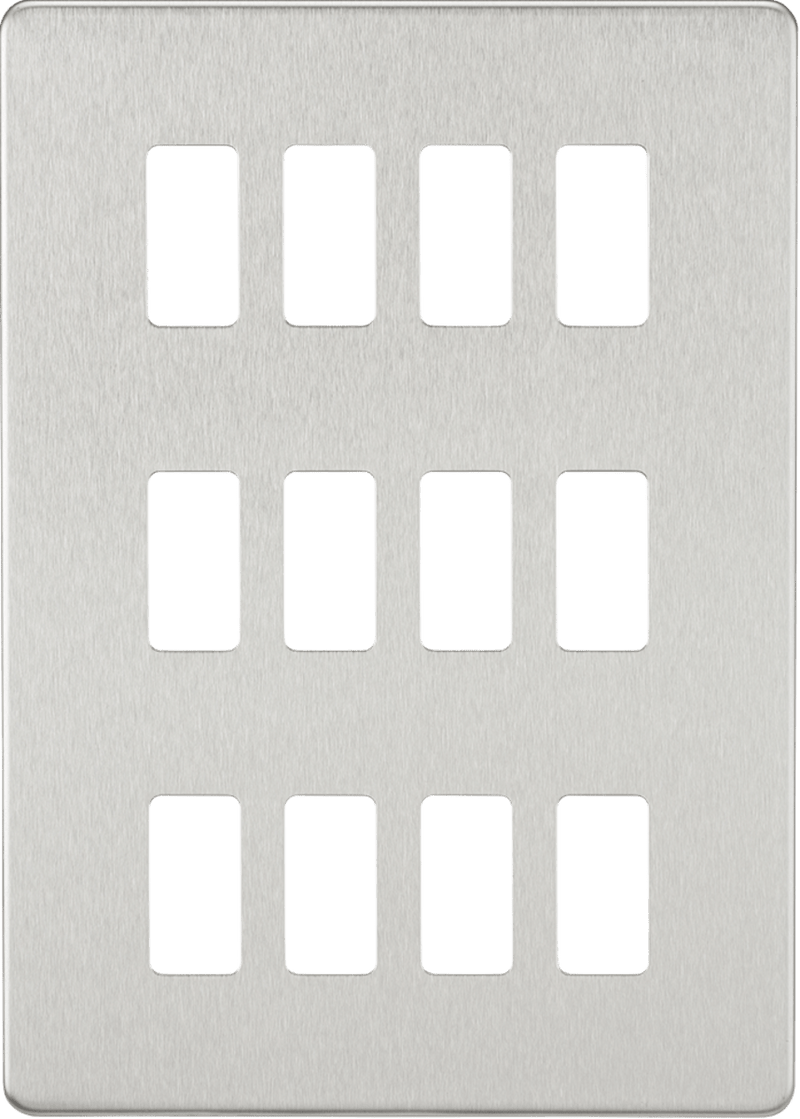 Knightsbridge MLA GDSF012BC Screwless 12G grid faceplate - brushed chrome - Knightsbridge MLA - Falcon Electrical UK