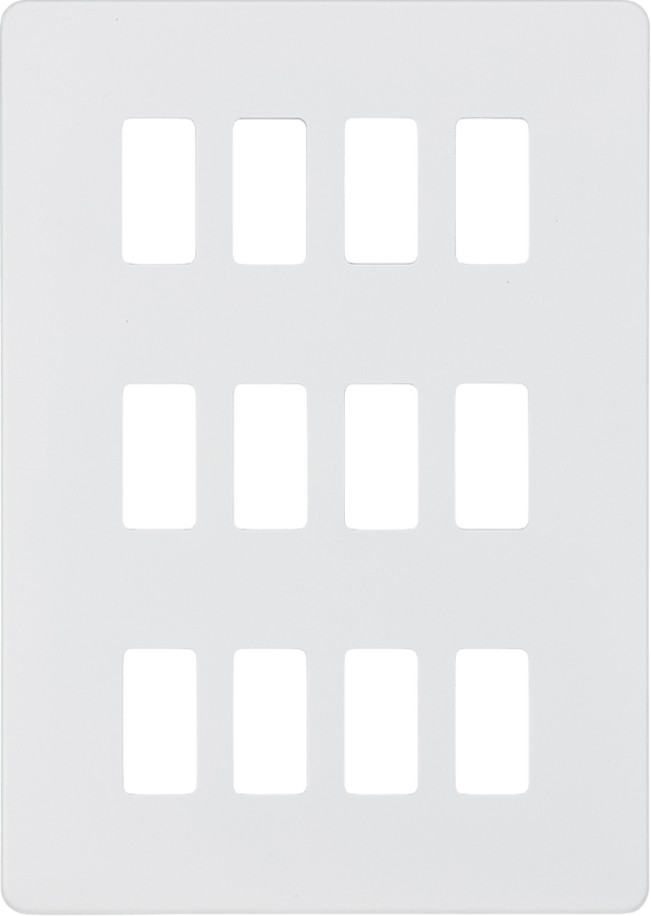Knightsbridge MLA GDSF012MW Screwless 12G grid faceplate - matt white - Knightsbridge MLA - Falcon Electrical UK