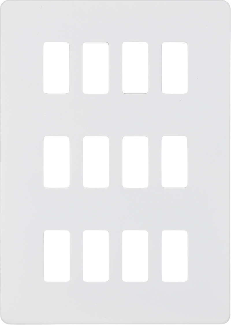 Knightsbridge MLA GDSF012MW Screwless 12G grid faceplate - matt white - Knightsbridge MLA - Falcon Electrical UK