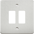 Knightsbridge MLA GDFP002BC Flat plate 2G grid faceplate - brushed chrome - Knightsbridge MLA - Falcon Electrical UK