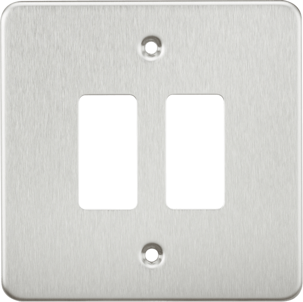 Knightsbridge MLA GDFP002BC Flat plate 2G grid faceplate - brushed chrome - Knightsbridge MLA - Falcon Electrical UK