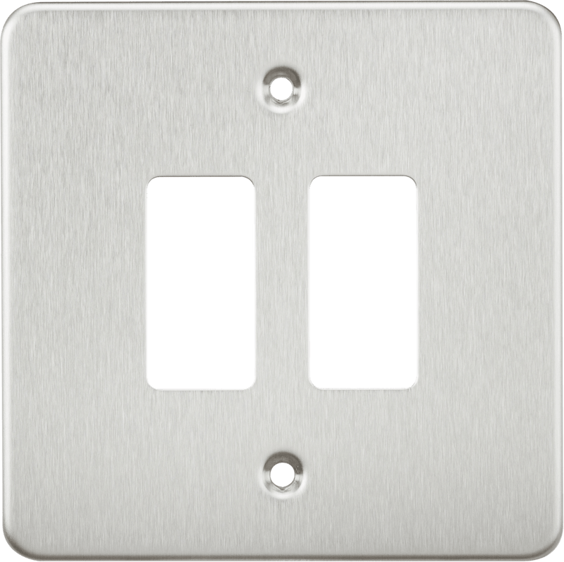 Knightsbridge MLA GDFP002BC Flat plate 2G grid faceplate - brushed chrome - Knightsbridge MLA - Falcon Electrical UK