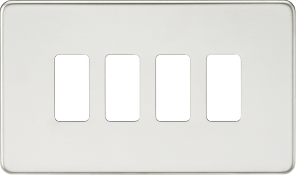 Knightsbridge MLA GDSF004PC Screwless 4G grid faceplate - polished chrome - Knightsbridge MLA - Falcon Electrical UK