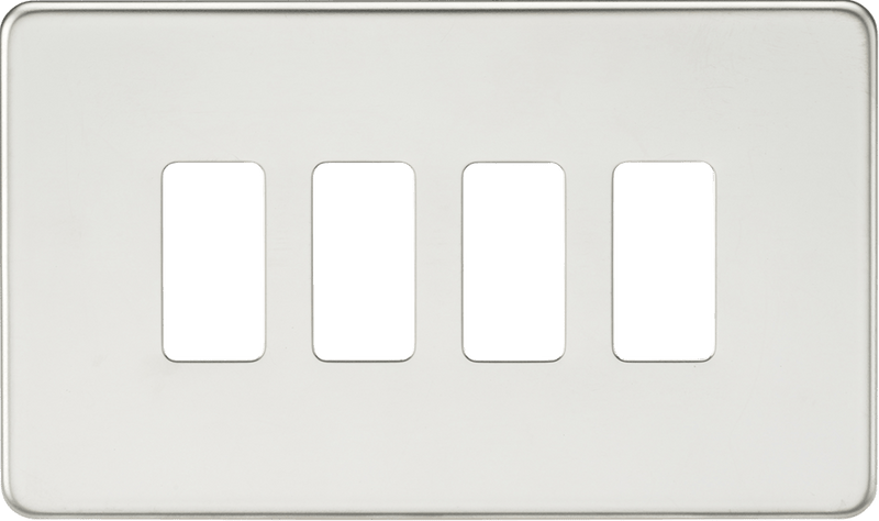 Knightsbridge MLA GDSF004PC Screwless 4G grid faceplate - polished chrome - Knightsbridge MLA - Falcon Electrical UK