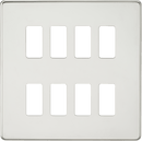 Knightsbridge MLA GDSF008PC Screwless 8G grid faceplate - polished chrome - Knightsbridge MLA - Falcon Electrical UK