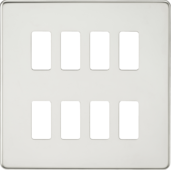 Knightsbridge MLA GDSF008PC Screwless 8G grid faceplate - polished chrome - Knightsbridge MLA - Falcon Electrical UK