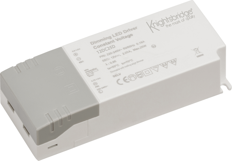 Knightsbridge MLA 12DC25D IP20 12V 25W DC Dimmable LED Driver - Constant Voltage - Knightsbridge MLA - Falcon Electrical UK