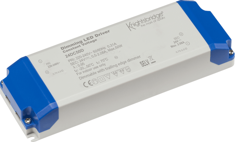 Knightsbridge MLA 24DC50D IP20 24V 50W DC Dimmable LED Driver - Constant Voltage - Knightsbridge MLA - Falcon Electrical UK