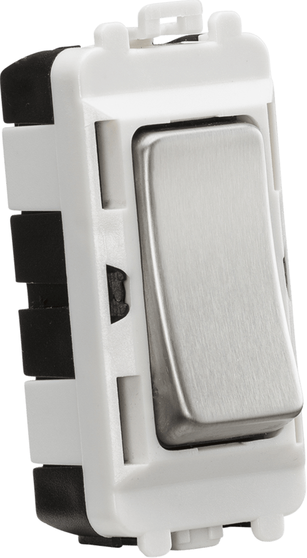 Knightsbridge MLA GDM004BC 20AX 2 way SP module (centre off )- brushed chrome - Knightsbridge MLA - Falcon Electrical UK