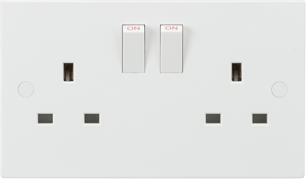 Knightsbridge MLA SN9000 13A 2G DP Switched Socket with twin earths - Knightsbridge MLA - Falcon Electrical UK