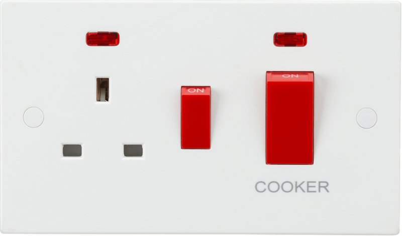 Knightsbridge MLA SN8333N 45A DP Cooker Switch and 13A Socket with Neons - Knightsbridge MLA - Falcon Electrical UK