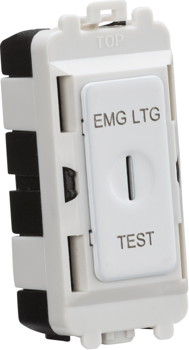Knightsbridge MLA GDM007MW 20AX 2 way SP key module (marked EMG LTG TEST) - matt white - Knightsbridge MLA - Falcon Electrical UK