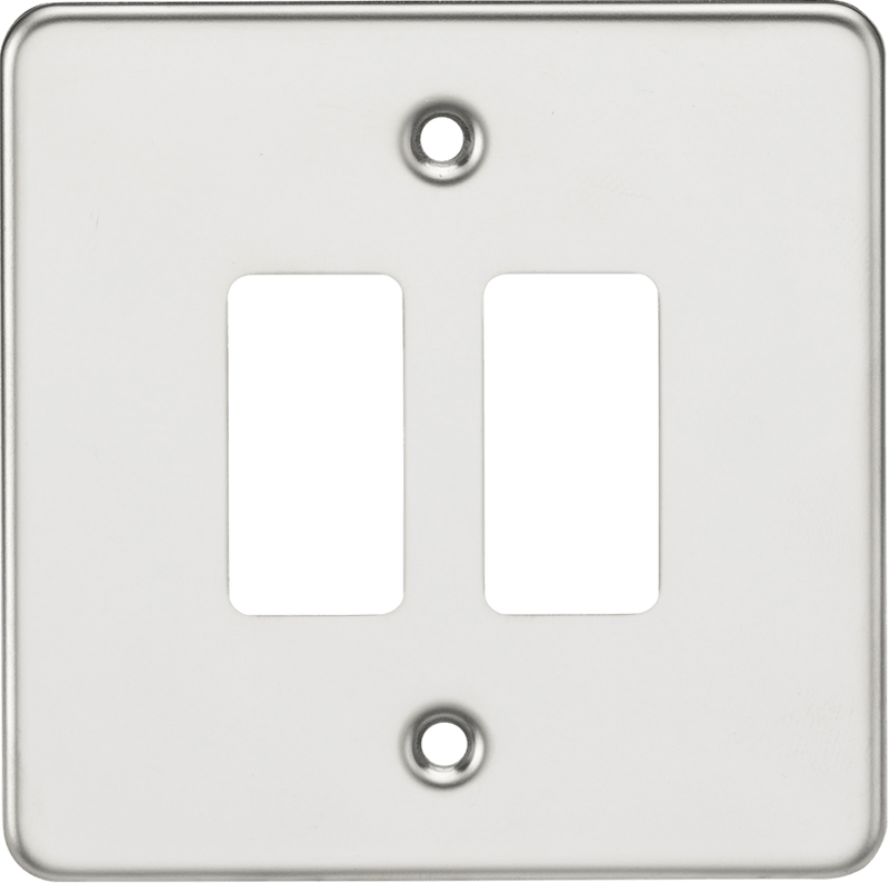 Knightsbridge MLA GDFP002PC Flat plate 2G grid faceplate - polished chrome - Knightsbridge MLA - Falcon Electrical UK